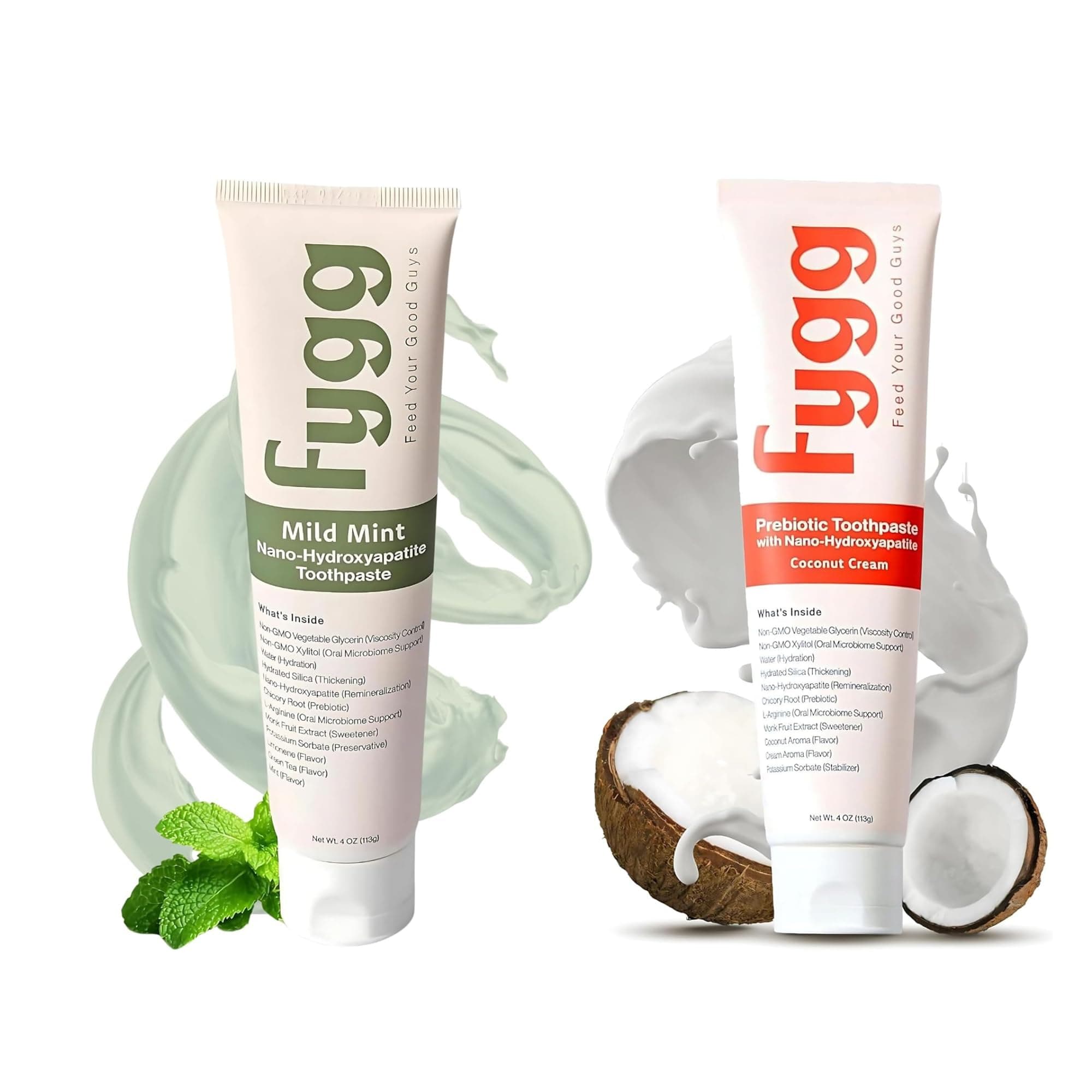 Fygg Fluoride-Free Toothpaste – Mild Mint & Coconut (4oz) | Nano-Hydroxyapatite Formula for Sensitive Teeth, Whitening, and Enamel Repair