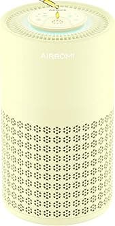 AIRROMI Air Purifier for Bedroom with HEPA Fet Filters, Pet Air Purifiers for Home Cat Pee Smell, Covers Up to 990Ft², Quiet 360° intake Air Cleaner for Allergies Dust Smoke Odor A2001 Yellow