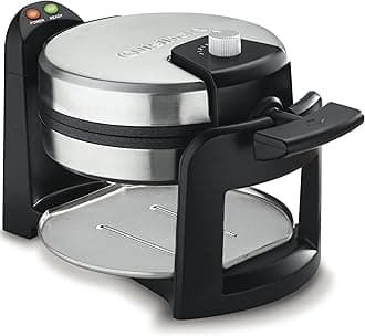 Cuisinart WAF-F30 Round Flip Belgian Waffle Maker, Black/Silver, 1 inch thick