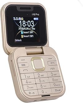 Zunate 2G Mini Flip Mobile Phone, Foldable Cell Phone 2 SIM Card Slots, 1.77 Small Display, Unlocked Flip Phone Supports FM Radio, Quick Dial, Vibration (Gold)