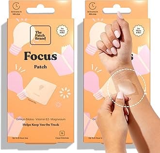 The Patch Brand Focus Patches | Supports Brain Function with B3 and Magnesium | All Natural Vitamins & Mineral Patch Plant Based and Cruelty Free Water Resistant Patches That Last All Day