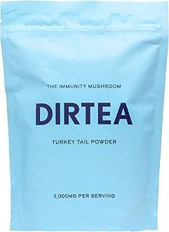 DIRTEA Turkey Tail Mushroom Powder | 2,000mg / Serving | Organic, Vegan & Non GMO | Immune System & Digestion | High Strength Supplement | 60g - 30 Servings