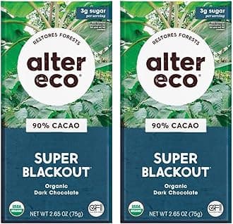 Alter Eco | Dark Chocolate Bars | Pure Dark Cocoa, Fair Trade, Organic, Non-GMO, Gluten Free (2-Pack Super Blackout)