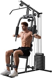 HOMCOM Multi Gym with Weights, Multifunction Home Gym Machine with 45kg Weight Stack for Full Body Workout and Strength Training