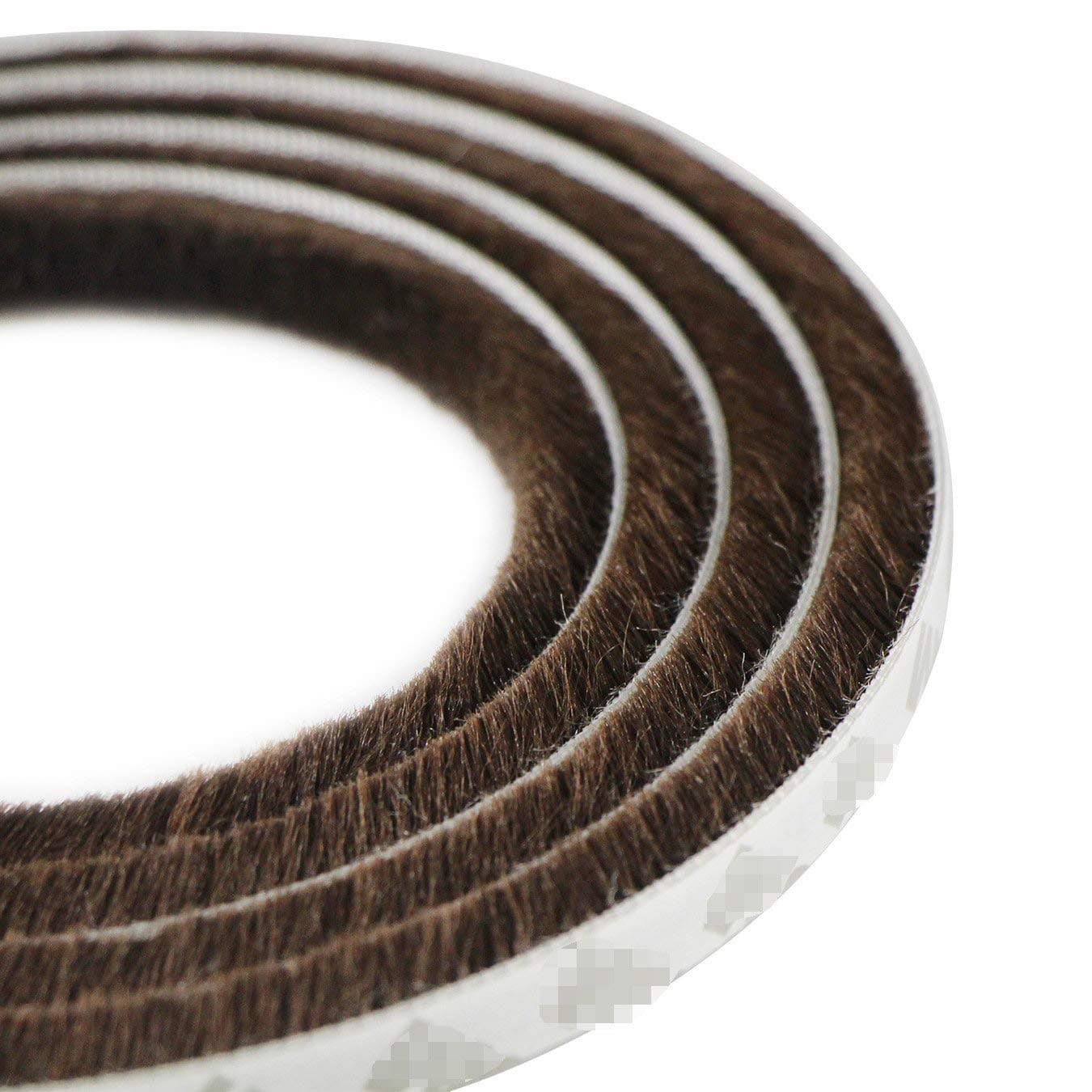 UOOOM 5m Windproof Dustproof Door Window Seal Strip Self Adhesive Brush Strip 9x23mm/Width 9mm, Thickness 23mm (Brown)