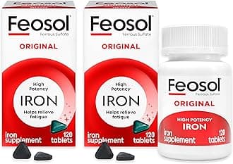 Original Iron Supplement Tablets, Non-heme, 65mg Iron per Pill, 1 Per Day, 8 Month Supply, for Energy and Immune System Support (120 ct Pack of 2)