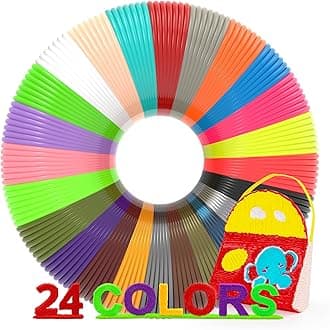 3D Printing Pen Refills PLA Filament 1.75mm 24 Vibrant Colors 240 Feet, Each Color 3 Meters (10 Feet) - 250 Stencils eBooks - Fit for SCRIB3D P1 and MYNT3D Pens