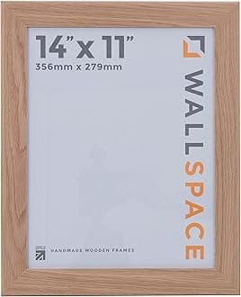 Wall Space 14x11 Oak Frame | Chunky Light Oak Photo Frame 11x14 inches | 14 x 11 inch Oak Photo Frames | Real Solid Oak Picture Frames | Each 11x14 Picture Frame is Handmade with Love in the Cotswolds