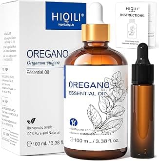 HIQILI 100 ML Oregano Essential Oil, 100% Pure Natural Oregano Oil for Diffuser, Skin, Cleaning - 3.38 Fl Oz