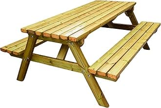 MG Timber Heavy Duty Premium, A-frame Picnic table, Bench. Made From Pressure Treated Swedish Redwood (SQ CORNERS, 4FT)