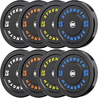 Olympic Bumper Plates Set - Virgin Rubber Weights for Strength Training 210LB-Set