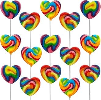 Fruidles Swirl Lollipop Heart Design, Party Bag Fillers, Individually Wrapped (24-Pack, Multicolor Heart Lollipops)