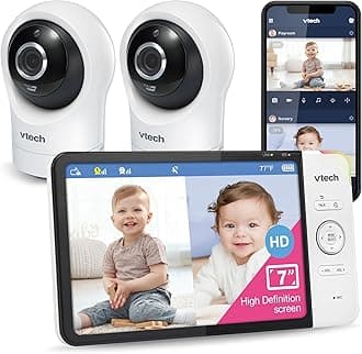 RM7764-2HD 1080p Smart WiFi Remote Access 2Camera BabyMonitor, 360° Pan&Tilt, 10X Zoom, 7” 720p HD Display, HD NightVision, Soothing Sounds, 2-Way Talk, Temperature&Motion Detection, iOS&Android