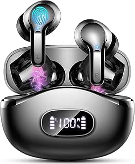 Wireless Earbuds, 2025 New Bluetooth 5.3 Headphones In Ear HIFI Stereo Wireless Headphones with 4 ENC Mic/Noise Cancelling Ear buds, IP7 Waterproof Running Earphones, 40H Playtime/USB-C/Touch Control