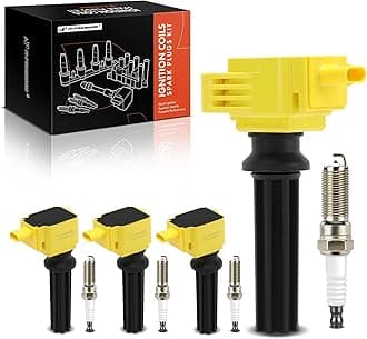 Ignition Coil Pack and Iridium Spark Plugs Compatible with Ford Explorer 2.0L/2.3L 2012-2019, Edge 2.0L 2012-2018, EcoSport 2.0L 2018-2022 & Lincoln MKT 2.0L 2013-2016 - Yellow, Set of 4