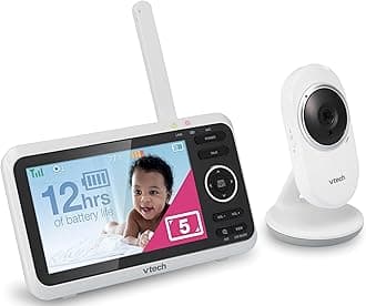 VM350 Baby Monitor, 5" Screen, 1000ft Long Range, Night Vision, 2-Way Talk, Lullabies, Secured Transmission No WiFi