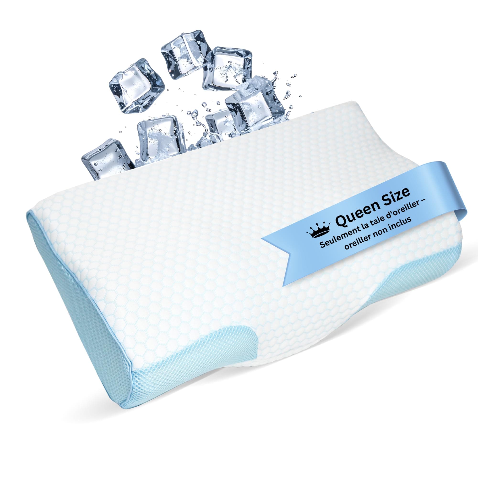 Derila Queen Size Cooling Pillowcase | Optimal Temperature Control for Your Memory Foam Pillow for Perfect Sleep. Quality Material White Pillowcase Pillows