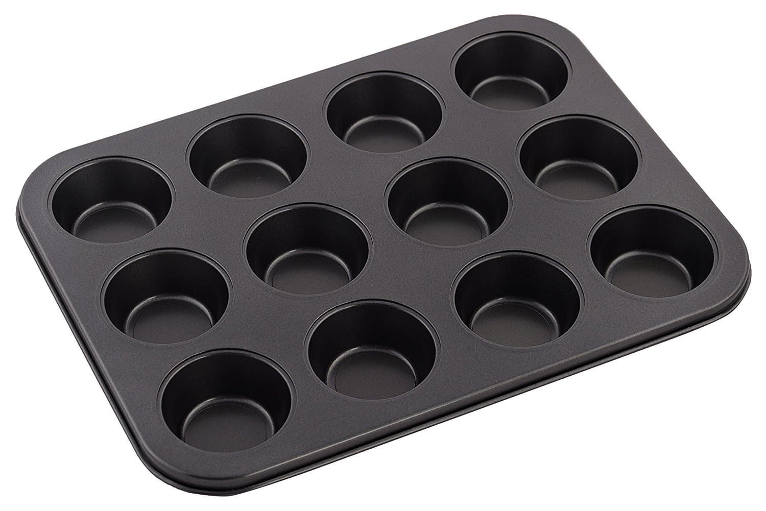 Haneez Non-Stick Muffin Tray with Removable Base, Black