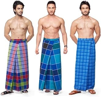 Men's Stitched Lungi (Multicolour, Free Size) - Pack of 3