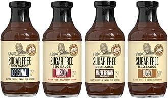 G Hughes Sugar Free, BBQ Sauce Variety Pack - Original, Honey, Maple Brown and Hickory, Gluten Free Sauces, Sugar Free BBQ Sauces - 18 Oz (4-Pack)