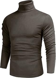 Poriff Men's Casual Slim Fit Basic Tops Knitted Lightweight Turtleneck Pullover Sweater