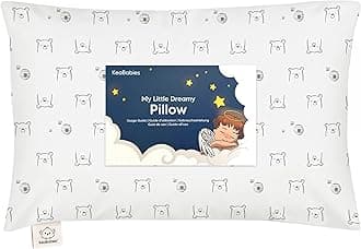 Toddler Pillow with Pillowcase - 13x18 My Little Dreamy Pillow, Organic Cotton Toddler Pillows for Sleeping, Kids Pillow, Travel Pillows, Mini Pillow, Nursery Pillow, Toddler Bed Pillow (Bumble Bear)