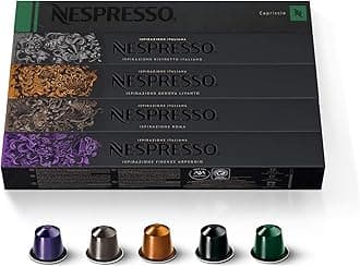 Original Coffee Pods, 50 Mixed Pack - 10 Arpeggio, 10 Ristretto, 10 Capriccio, 10 Roma, 10 Livanto Capsules for Nespresso Machines. Make Espressos, Cappuccino and Macchiato. Recyclable Pods