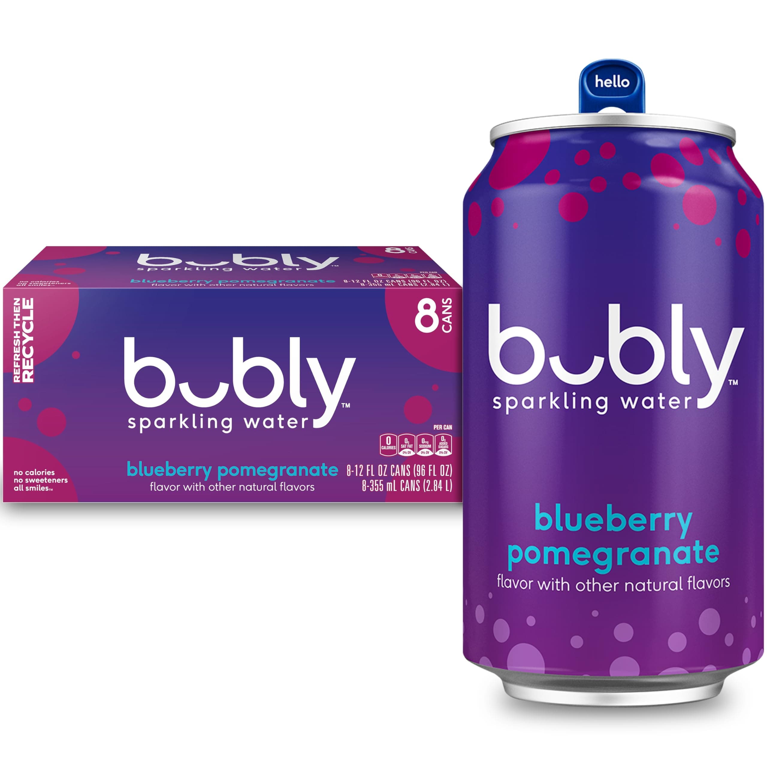 Sparkling Water, Blueberry Pomegranate, Zero Sugar & Zero Calories, 12 Fl Oz Cans (Pack of 8)