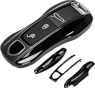 AeroBon 3-Piece Painted Fob Cover Compatible With Porsche Key Shell, Replacement (MK2, Black)