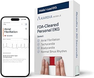 KardiaMobile 1-Lead EKG Monitor, Medical-Grade FDA-Cleared Personal Heart Monitor, Detects Normal, AFib & Arrhythmias, Unlimited Recordings, 30 Second Results, Works with most Smartphones, Pocket-size