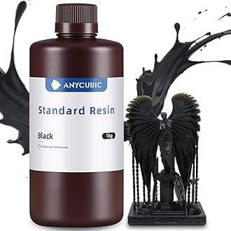 ANYCUBIC 3D Printer Resin, 405nm SLA UV-Curing Resin with High Precision and Quick Curing & Excellent Fluidity for LCD 3D Printing (Black, 1kg)