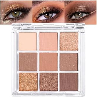 evpct 9 Colors Nude Pink Brown Maroon Glitter Shimmer Matte Eye Shadow Palette Makeup, Highly Pigmented Waterproof Brown Nude Maroon Cocoa Chocolate Shimmer Sparkling Party Eyeshadow Palette