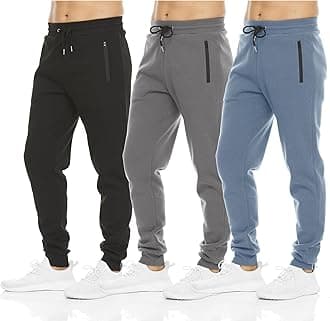 PURE CHAMPMens 3 Pack Fleece Active Athletic Workout Jogger Sweatpants for Men with Zipper Pocket and Drawstring Size S-3XL