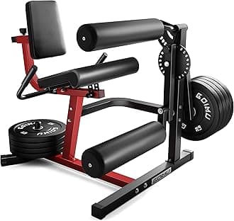 Leg Extension and Curl Machine, 4 in 1 Lower Body Workout Machine, Adjustable Leg Curl Machine with Plate Loaded, Leg Extension Machine with Exercise Bench, Home Gym Weight Machine