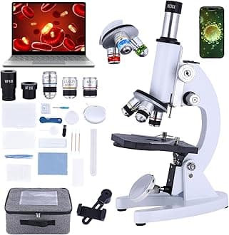 Poothoh Microscope for Kids 40X-2000X with Double Mechanical Stage and coaxial coarse/fine Focus knobs Built-in 1.3 megapixel Camera Windows and Mac Compatible.