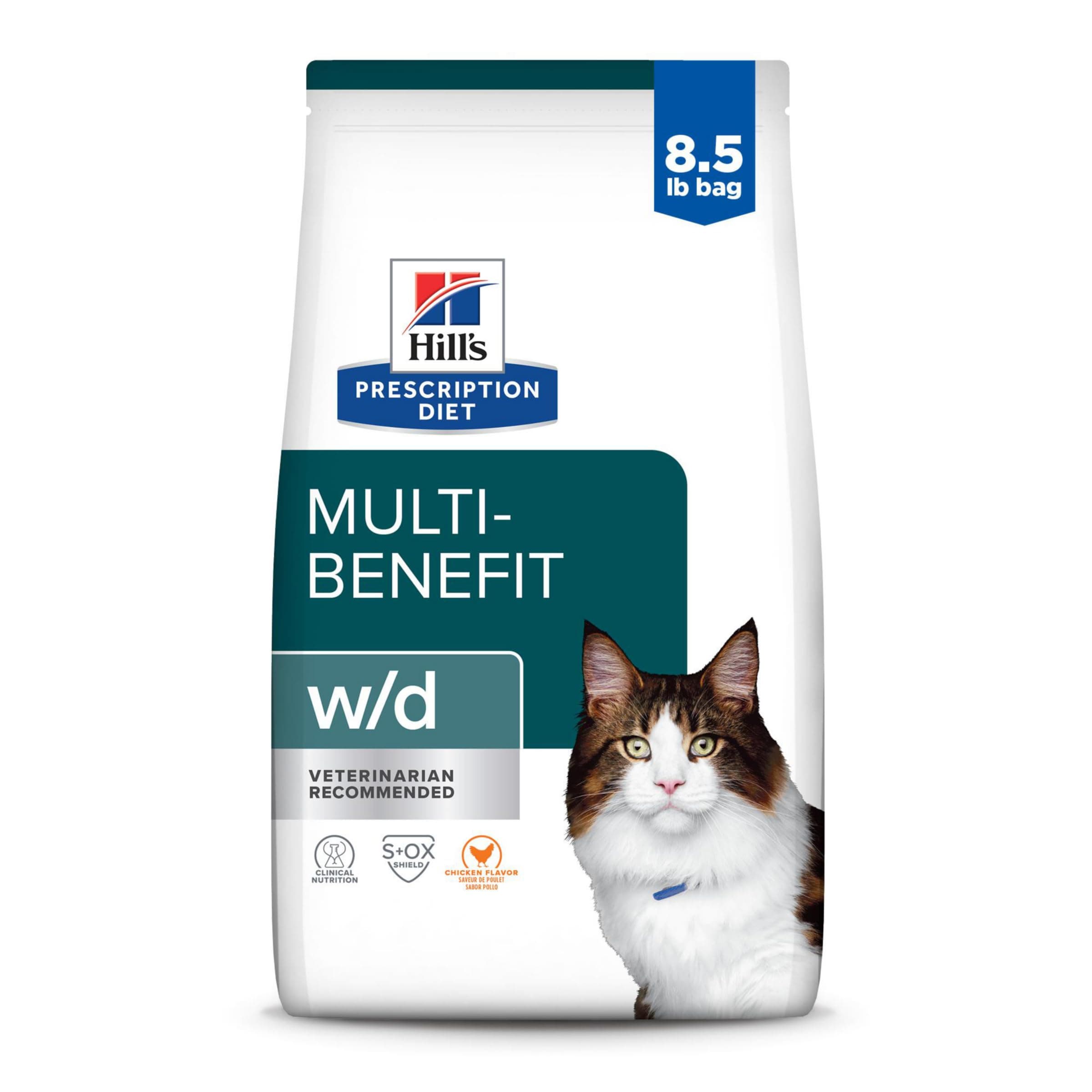 w/d Multi-Benefit Digestive/Weight/Glucose/Urinary Management Dry Cat Food, Chicken, 8.5 lb. Bag