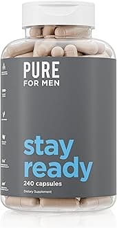 Pure for Men Original Cleanliness Stay Ready Fiber Supplement | Helps Promote Digestive Regularity | Psyllium Husk, Aloe Vera, Chia Seeds, Flaxseeds | Proprietary Formula | 240 Vegan Capsules
