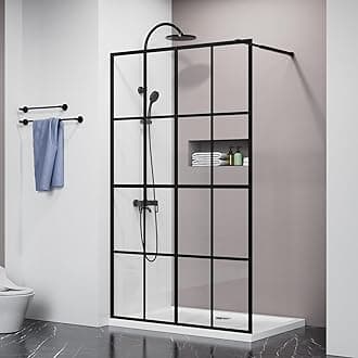 Goodyo 46" X 72" Shower Door Clear Tempered Glass Framed Shower Screen Walk-in Black Finish