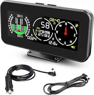 MR CARTOOL M60 Car Inclinometer Digital HUD Pitch Angle Slope Meter MPH KMH GPS Speedometer with Compass for Off-Road SUV Vehicles