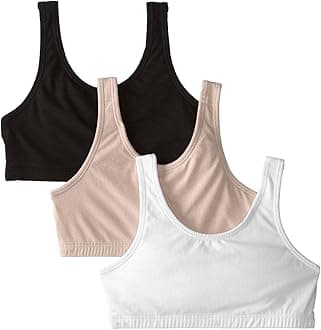 Fruit of the LoomGirls' Cotton Built-up Sport Bra, Opaque (Pack of 3)