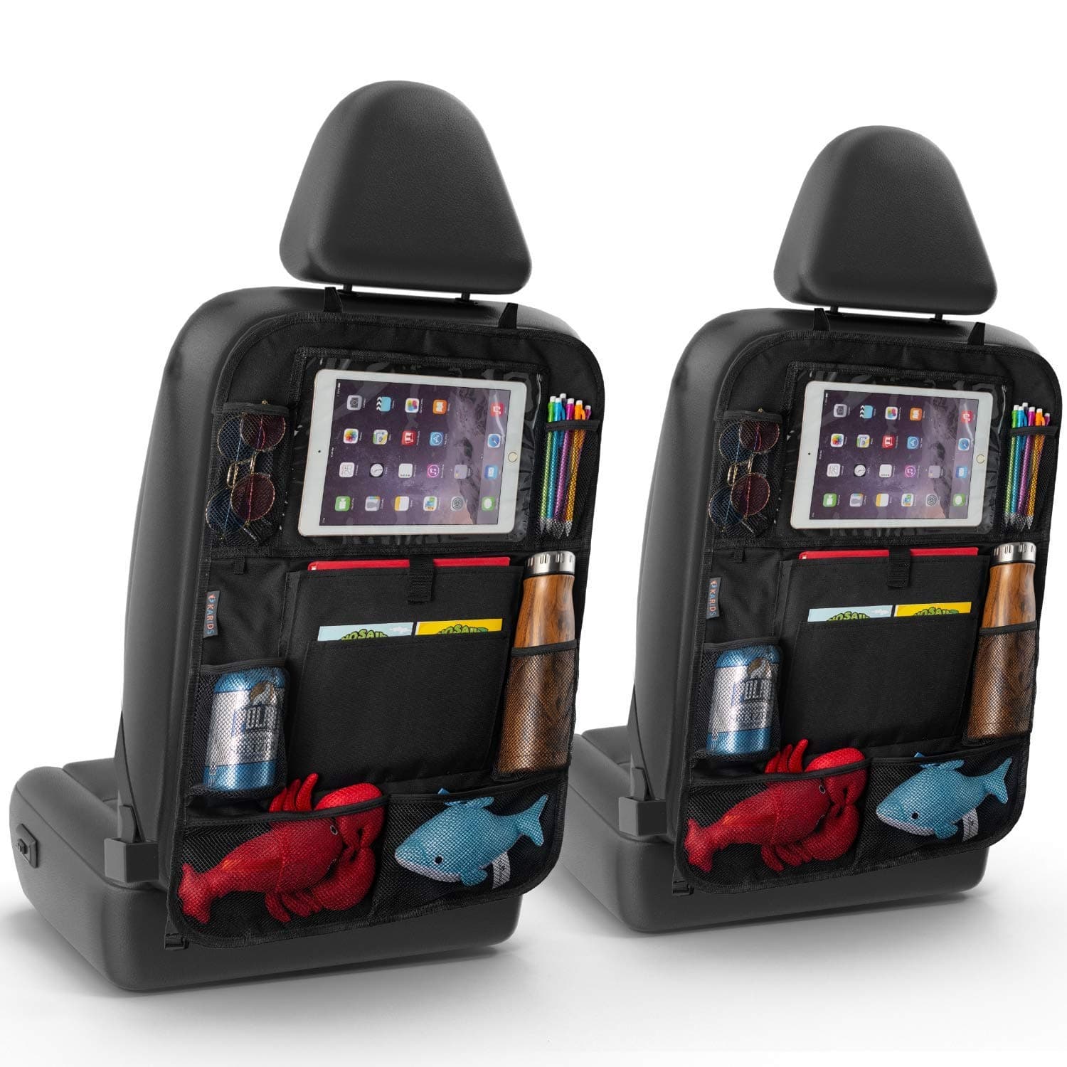 2 Pack Backseat Car Organizer - Multi Pocket All Purpose Holder for iPad, Cooler bottles, Toys, Books, Tissues, etc.-car seat accessories storage protector organiser-campervan uk