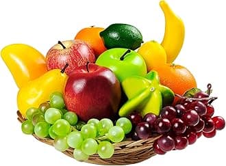 13 Pcs Artificial Fruits, Fake Fruits Decoration Home Realistic Faux Fruits for Centerpieces Simulation Fruit Party Decoration Artificial Apples Oranges Fake Grapes