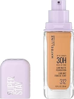 Maybelline Super Stay Lumi-Matte Foundation, Lightweight and Buildable Full Coverage Foundation Makeup For Up To 30HR Wear, 312, 1 Count