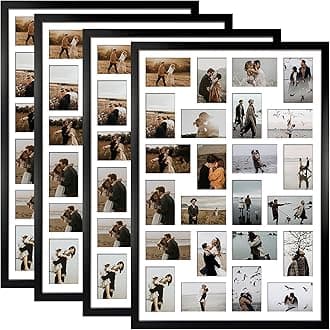 HORLIMER 4x6 Collage Picture Frame Set of 4, 24 Openings Multiple Collage Frames Display 4 by 6 Photo with Mat for Wall Hanging