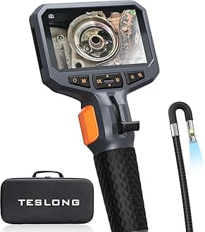 Teslong Dual-Lens Endoscope with Light, Rotating Endoscope with 4.5 Inch LCD Screen and Moving Head - Inspection Camera/Tube Camera (1.55 Metres/8.5 mm)