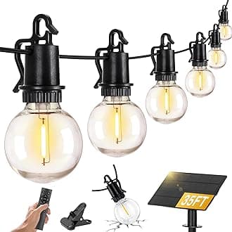 ZJOJO 35FT Solar String Lights Outdoor Waterproof, G40 Globe Patio Lights Solar Powered Outdoor String Lights with 15 2700K Shatterproof Bulbs Hanging Lights for Porch Garden Backyard Pergola Bistro