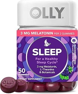 OLLY Restful Sleep Gummy Supplement with Melatonin & L-Theanine Chamomile, Blackberry Zen, 50 Gummies (25 Day Supply) Supports a Healthy Sleep Cycle* (Packaging May Vary)