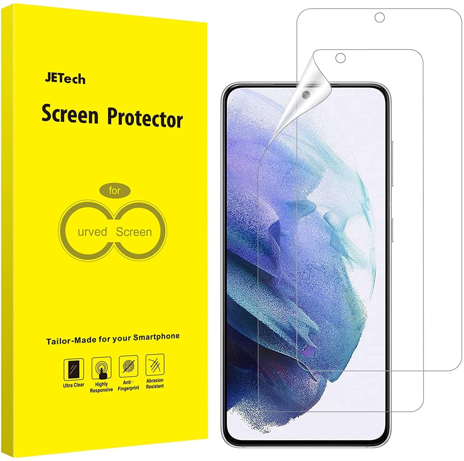 JETech Screen Protector for Samsung Galaxy S21 6.2-Inch, HD Clarity, Flexible TPU Film, 2-Pack