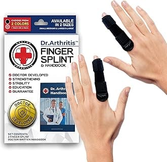 Dr. Arthritis Doctor Developed Finger Splint Trigger Finger Brace Middle, Ring & Pointer Finger, Finger Splints for Straightening (Black S/M)