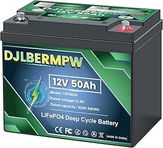 12V 50Ah LiFePO4 Battery 12V Lithium Battery 50Ah, 4000+ Deep Cycle Marine Lithium Batteries Built-in 50A BMS 640Wh & 10-Year Lifespan for Boat,Kayak,30-40 Ibs Trolling Motor,RV,Riding Mower